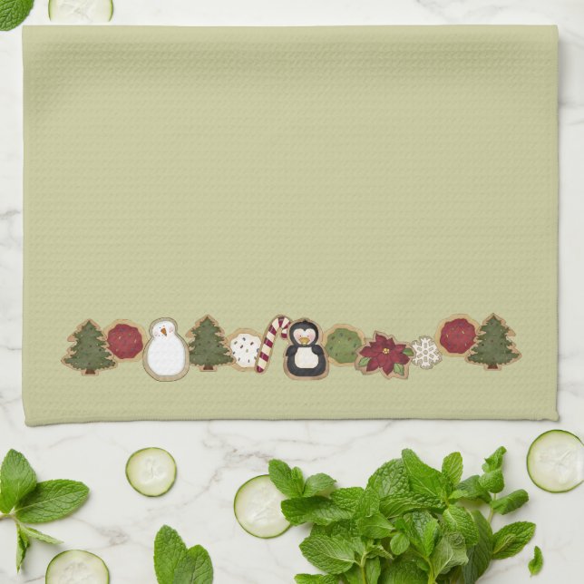 Gullig landjul kökshandduk (Vikta)