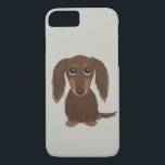 Gullig långhårig choklad - brun tax<br><div class="desc">Doxie älskare iphone case. Brun lång Haired Weeniehund.</div>