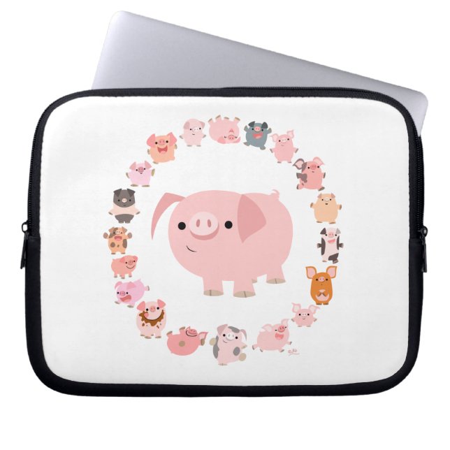 Gullig laptop sleeve för tecknadgrisMandala (Framsidan)
