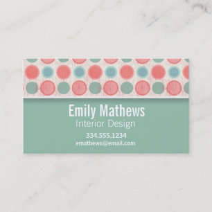 Gullig lax, korallrosor & Seafoam polka dots Visitkort