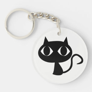 Gullig le svart katt Keychain