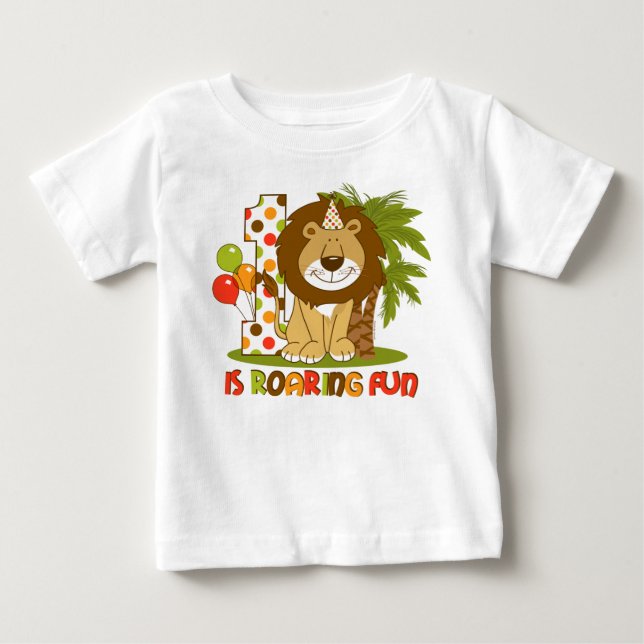 Gullig lejon 1st födelsedag tee shirt (Framsida)