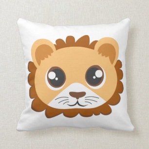 Gullig lejon Head tecknad Kudde