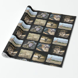 Gullig lejon och giraffgåvasjal för apa, presentpapper