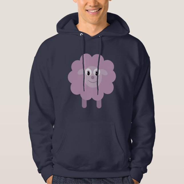 Gullig lila tecknadfårmarin Hoody Hoodie (Framsida)