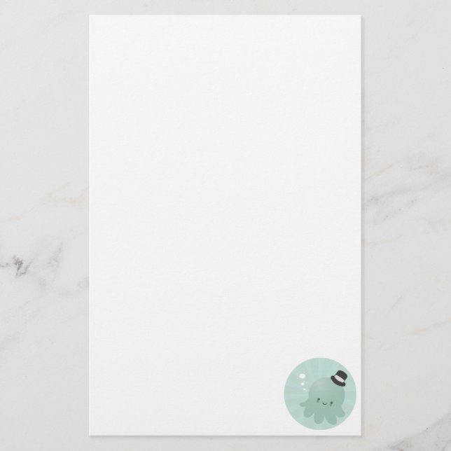 Gullig lite bläckfisk som ha på sig en svart top brevpapper (Framsida)