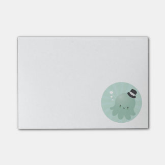 Gullig lite bläckfisk som ha på sig en svart top post-it block