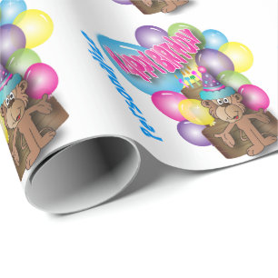 Gullig lite grattis på födelsedagen för apa   presentpapper