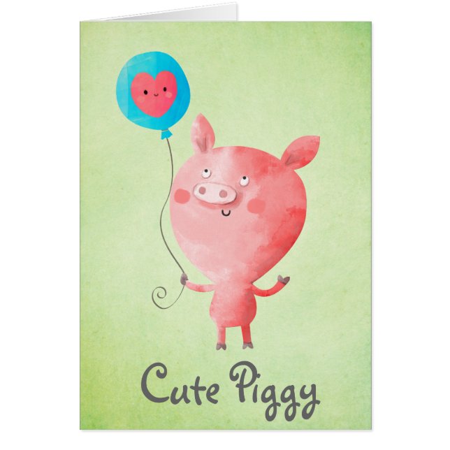 Gullig lite gris hälsningskort (Framsidan)