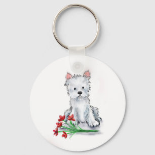 Gullig lite illustratio för westieterrierhund nyckelring