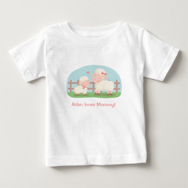 Gullig lite Lamb och mammor T Shirt (Framsida)