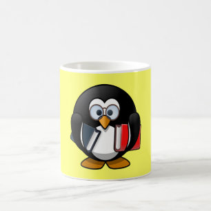 Gullig lite livlig bokmalpingvin kaffemugg