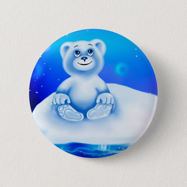Gullig, lite livlig polar björn knapp (Framsida)