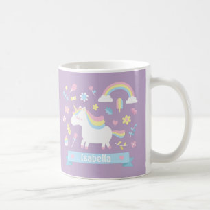 Gullig lite mugg för Unicornregnbågeflickor