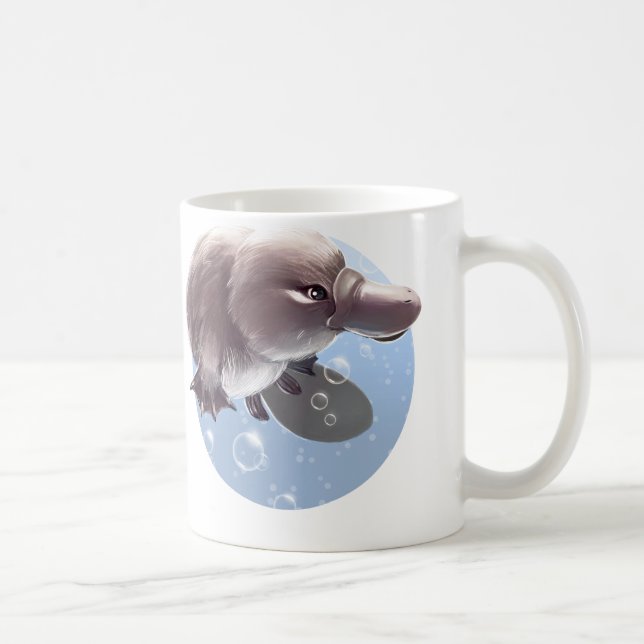 Gullig lite näbbdjurillustrationmugg kaffemugg (Höger)