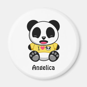 Gullig lite Panda på vit Magnet