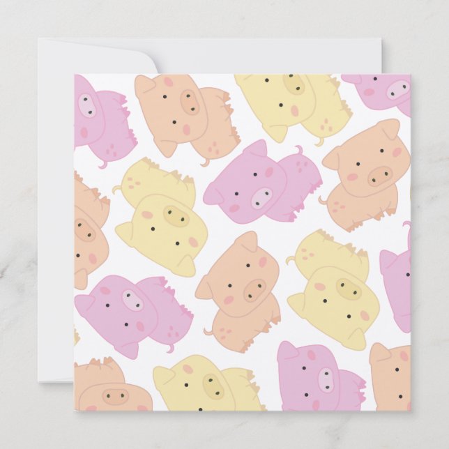 Gullig lite Piggy gris födelsedagsfestinbjudan Inbjudningar (Framsida)