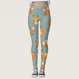 Gullig lite rävmönsterdamasker leggings