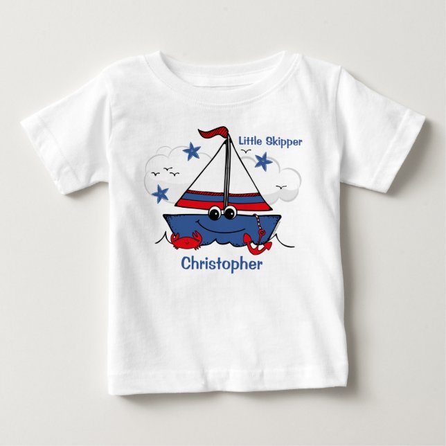 Gullig lite segelbåt t-shirt (Framsida)