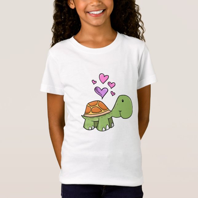 Gullig lite sköldpadda med kärlekhjärtaT-tröja Tee Shirt (Framsida)