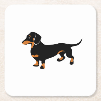 Gullig lite svart- och solbrännatax - Doxie hund Underlägg Papper Kvadrat