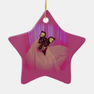 Gullig lite valp julgransprydnad keramik