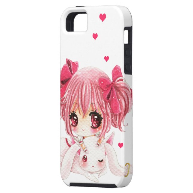 Gullig liten flicka med kawaiikaninen Case-Mate iPhone skal (Baksidan Vänster)