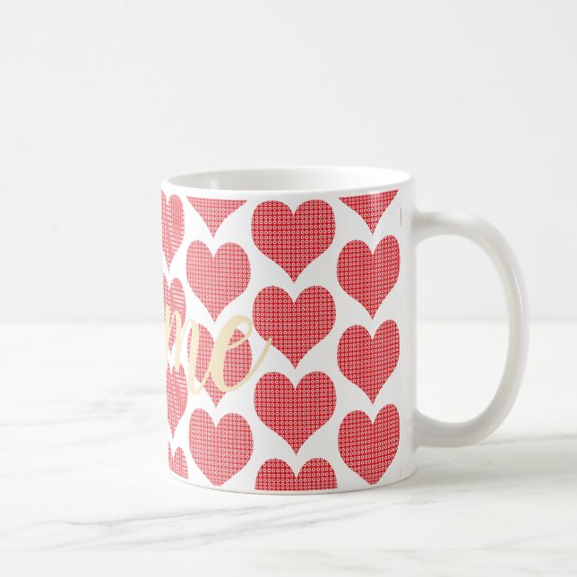 Gullig ljus röd mönsterälsklingmugg kaffemugg (Höger)