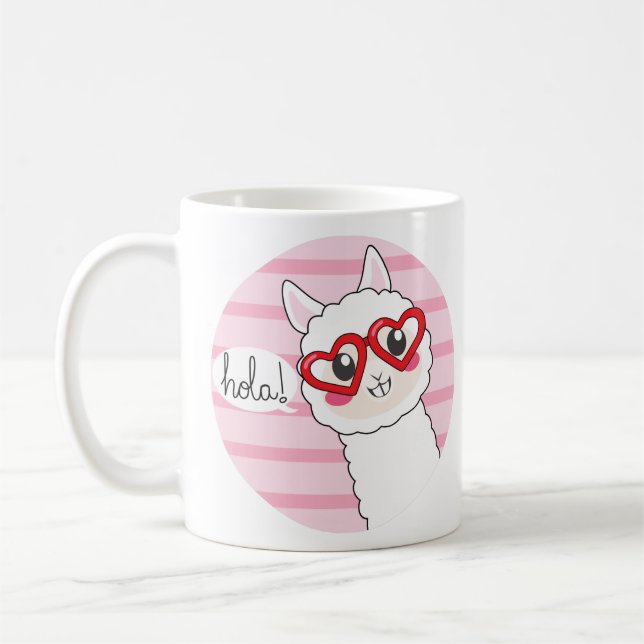 Gullig Llama Hola Kaffemugg (Vänster)