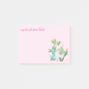 Gullig llama- & kaktusvattenfärg - känd rosa fö post-it block