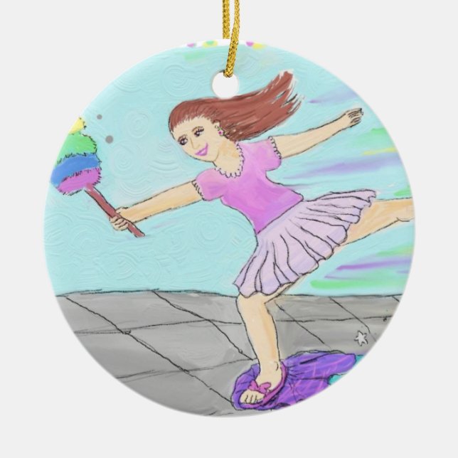 Gullig lokalvårddam julgransprydnad keramik (Framsidan)