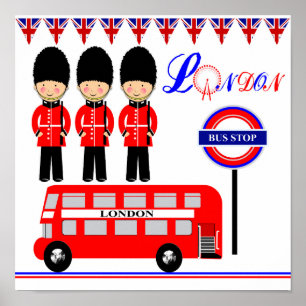 Gullig LondonThemed ungebild Poster