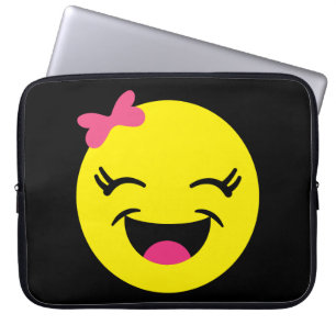 Gullig & lycklig Emoji flicka Laptop Sleeve