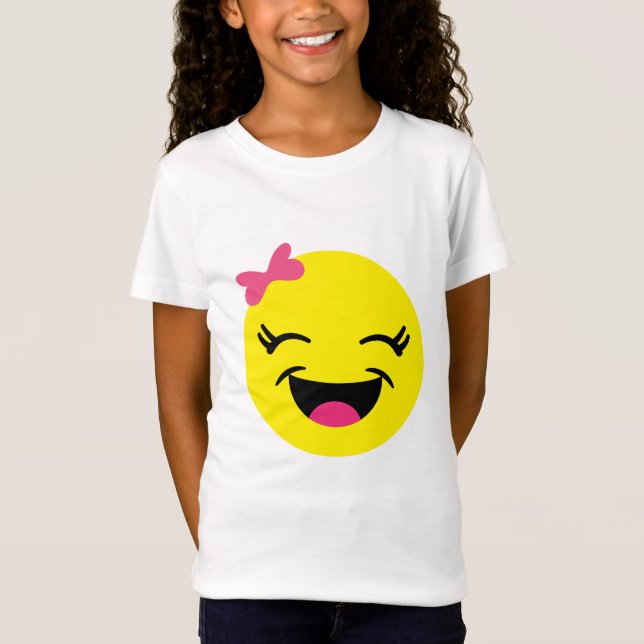 Gullig & lycklig Emoji flicka T Shirt (Framsida)