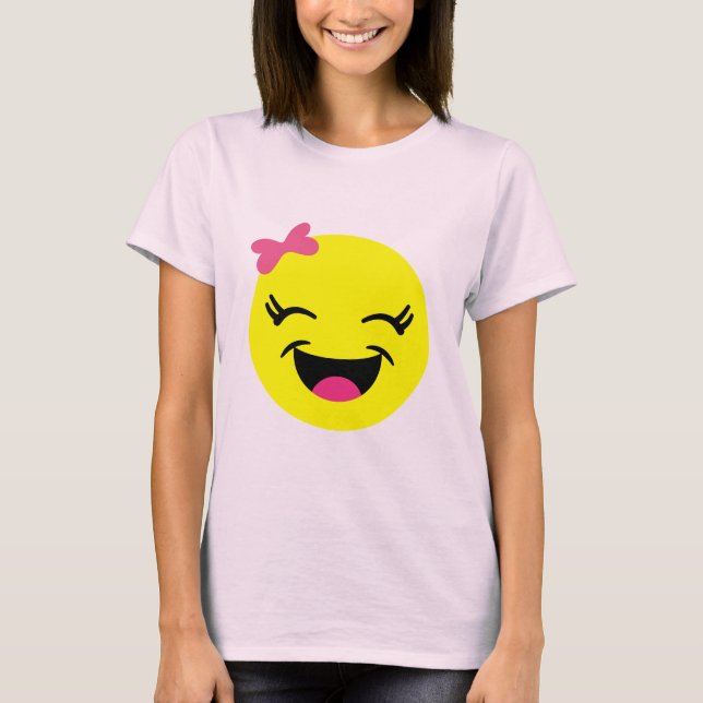 Gullig & lycklig Emoji flicka T-shirt (Framsida)