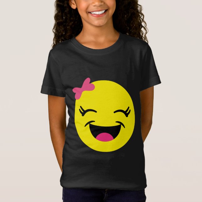 Gullig & lycklig Emoji flicka T-shirt (Framsida)