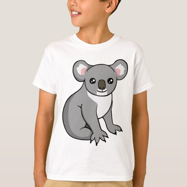 Gullig lycklig grå färgKoala som drar den unisex- Tee (Framsida)
