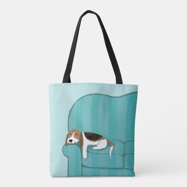 Gullig lycklig soffahund för Beagle | Tygkasse (Baksida)