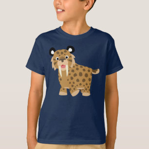 Gullig lycklig T-tröja för tecknadSmilodon barn T Shirt