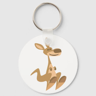 Gullig lycklig tecknadkänguru Keychain Nyckelring