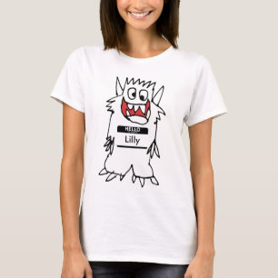 Gullig lycklig tecknadmonsterTshirt T-shirt