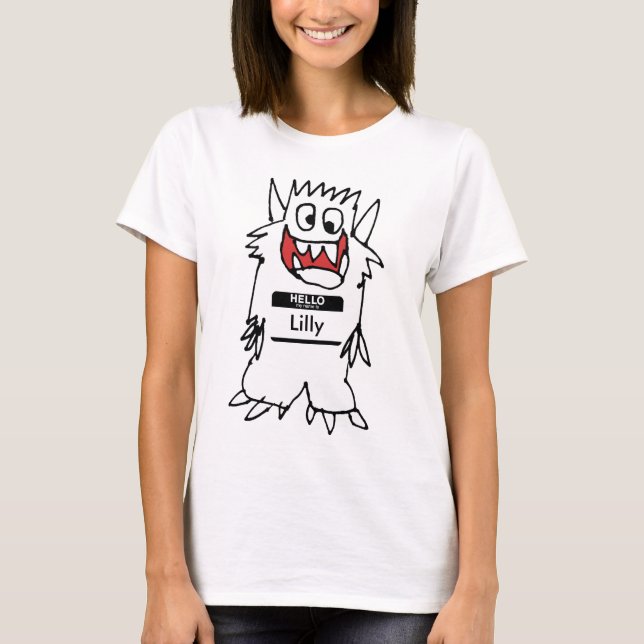 Gullig lycklig tecknadmonsterTshirt Tröja (Framsida)
