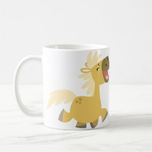 Gullig lycklig tecknadponnymugg kaffemugg