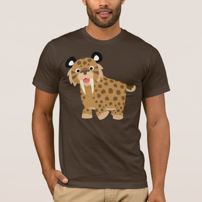 Gullig lycklig tecknadSmilodon T-tröja T-shirt (Framsida)