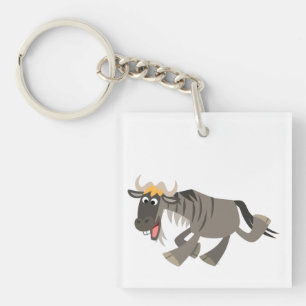 Gullig lycklig tecknadWildebeestakryl Keychain