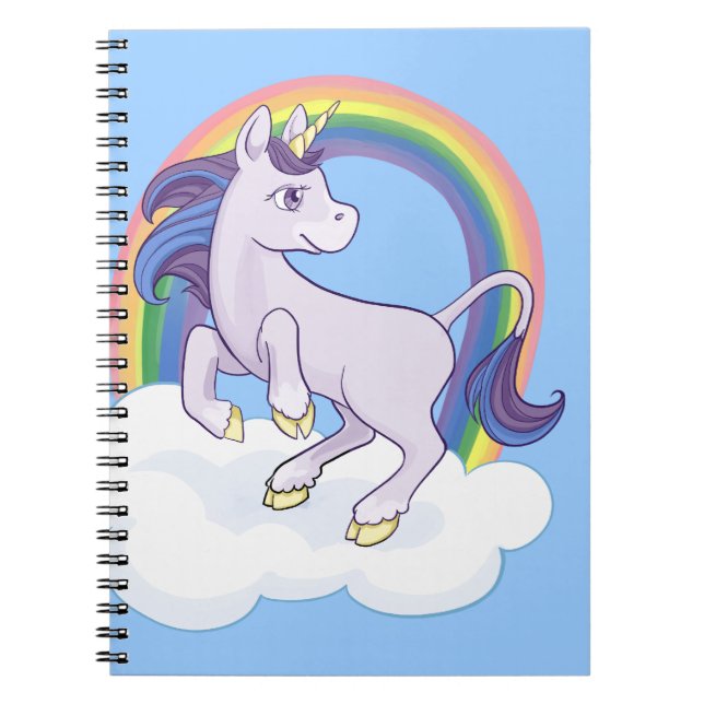 Gullig Magical regnbågeUnicorn Anteckningsbok Med Spiral (Framsidan)