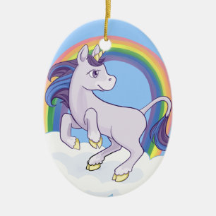 Gullig Magical regnbågeUnicorn Julgransprydnad Keramik