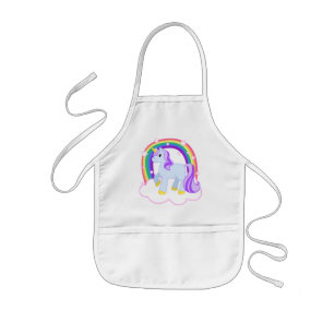 Gullig Magical Unicorn med regnbågen (anpassadet! Barnförkläde