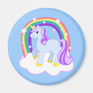 Gullig Magical Unicorn med regnbågen (anpassadet! Magnet