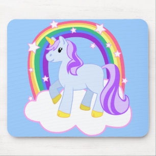 Gullig Magical Unicorn med regnbågen (anpassadet! Musmatta